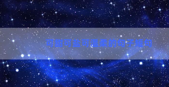 可甜可盐可温柔的句子短句